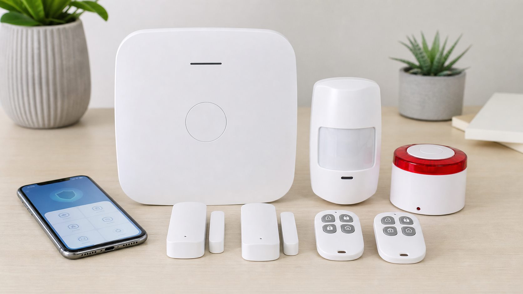 Kit de alarma sin cuotas con central, sensores de movimiento, contactos de puerta y sirena
